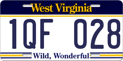 WV license plate 1QF028