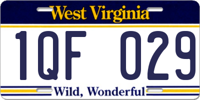 WV license plate 1QF029