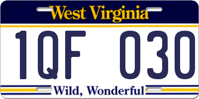 WV license plate 1QF030