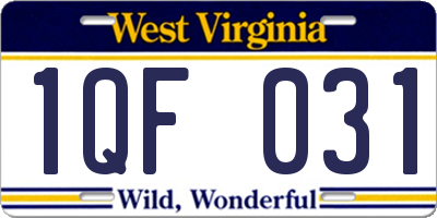 WV license plate 1QF031