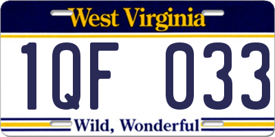 WV license plate 1QF033