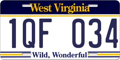 WV license plate 1QF034
