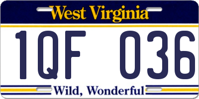 WV license plate 1QF036