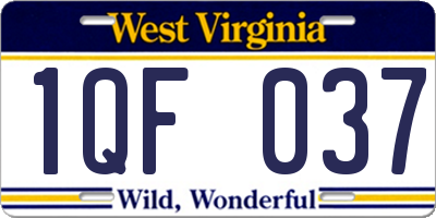 WV license plate 1QF037