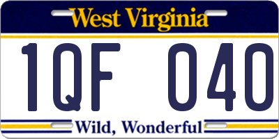 WV license plate 1QF040