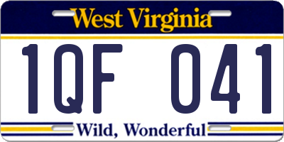 WV license plate 1QF041