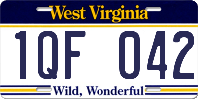 WV license plate 1QF042