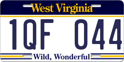 WV license plate 1QF044