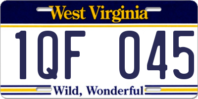 WV license plate 1QF045