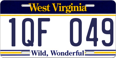 WV license plate 1QF049