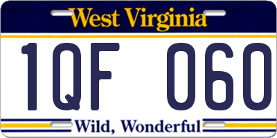 WV license plate 1QF060
