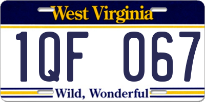 WV license plate 1QF067