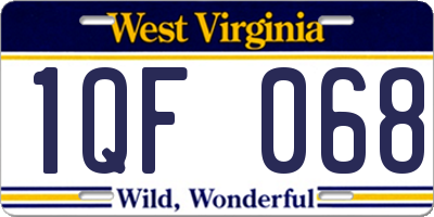 WV license plate 1QF068