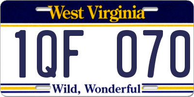 WV license plate 1QF070