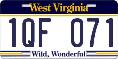 WV license plate 1QF071