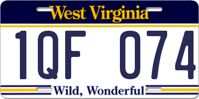 WV license plate 1QF074