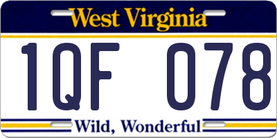 WV license plate 1QF078