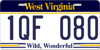 WV license plate 1QF080