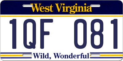 WV license plate 1QF081