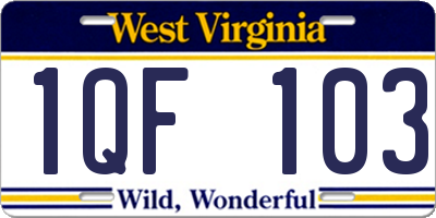 WV license plate 1QF103