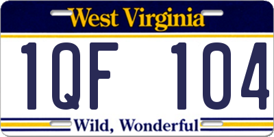 WV license plate 1QF104
