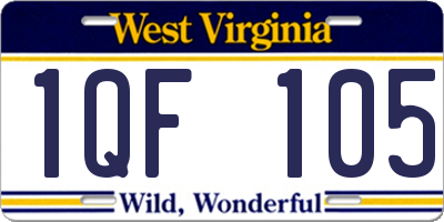 WV license plate 1QF105