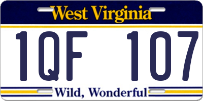 WV license plate 1QF107
