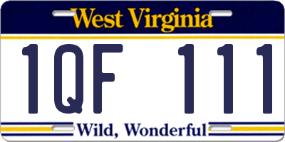 WV license plate 1QF111