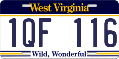 WV license plate 1QF116