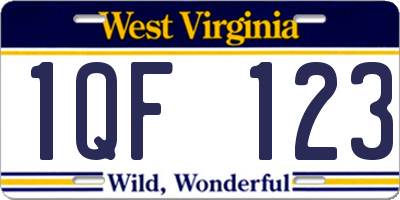 WV license plate 1QF123