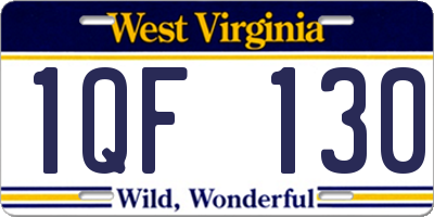 WV license plate 1QF130