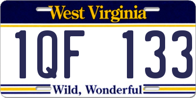 WV license plate 1QF133
