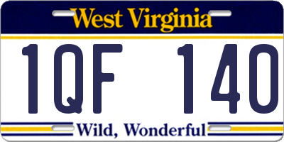WV license plate 1QF140
