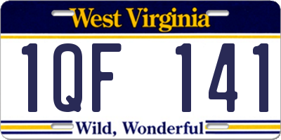 WV license plate 1QF141