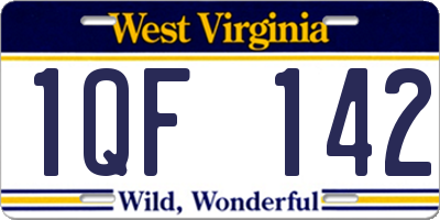 WV license plate 1QF142