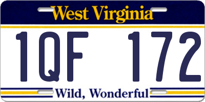 WV license plate 1QF172