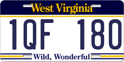 WV license plate 1QF180