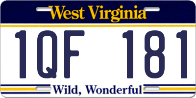 WV license plate 1QF181