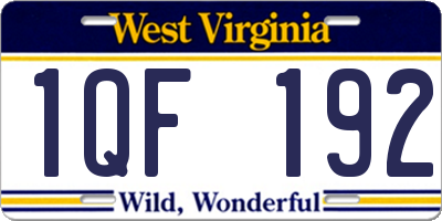 WV license plate 1QF192