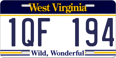 WV license plate 1QF194