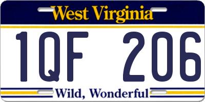 WV license plate 1QF206