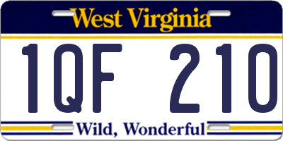 WV license plate 1QF210