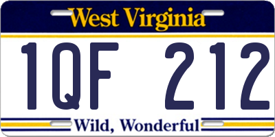WV license plate 1QF212
