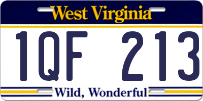 WV license plate 1QF213