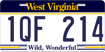 WV license plate 1QF214
