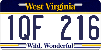 WV license plate 1QF216