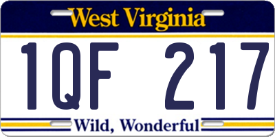 WV license plate 1QF217