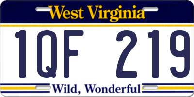 WV license plate 1QF219