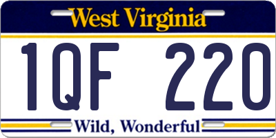 WV license plate 1QF220