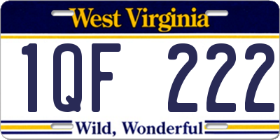 WV license plate 1QF222